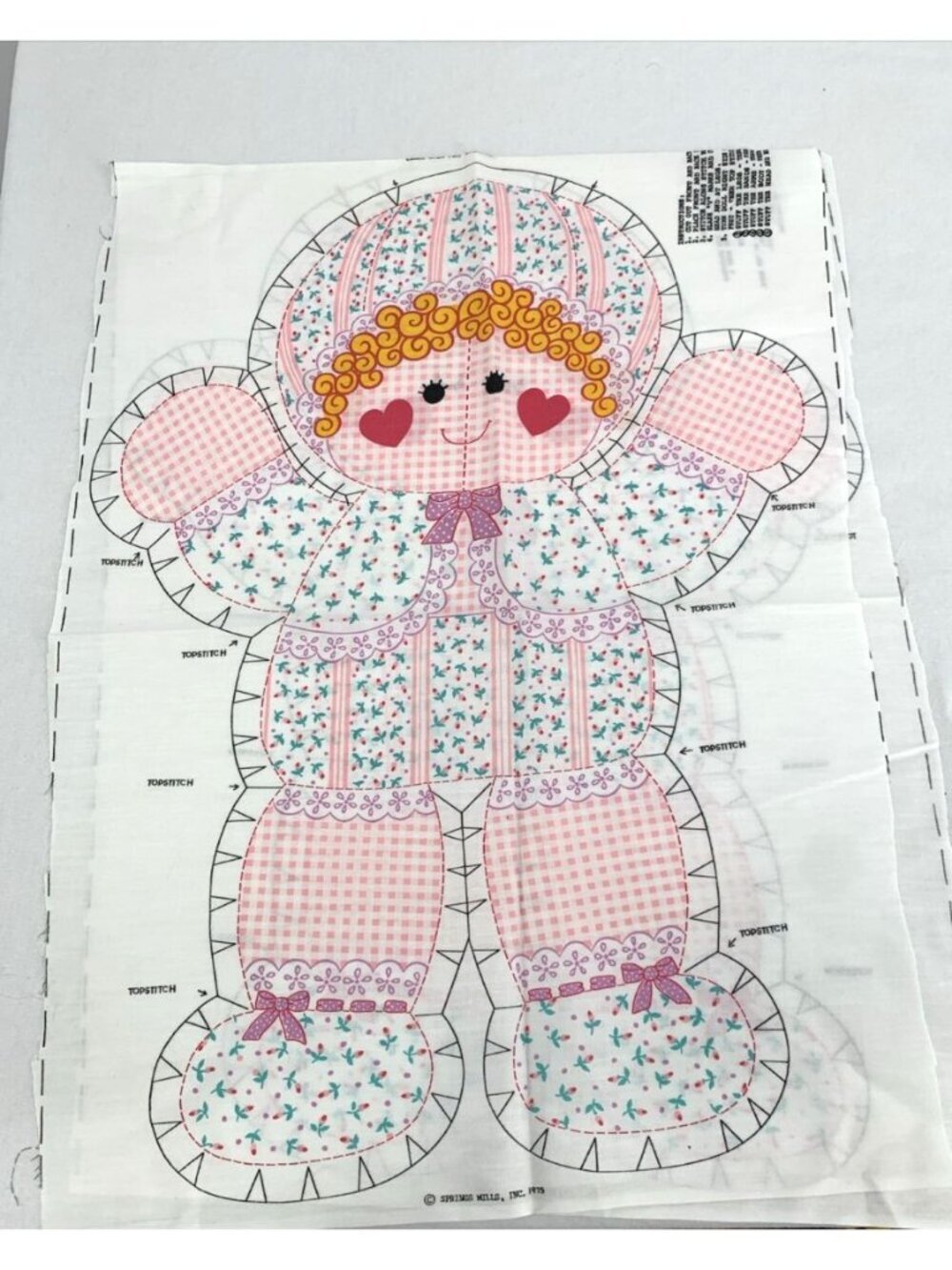 Bunny Stuffed and Girl Toy Pillow Panel Springs Mills Vintage